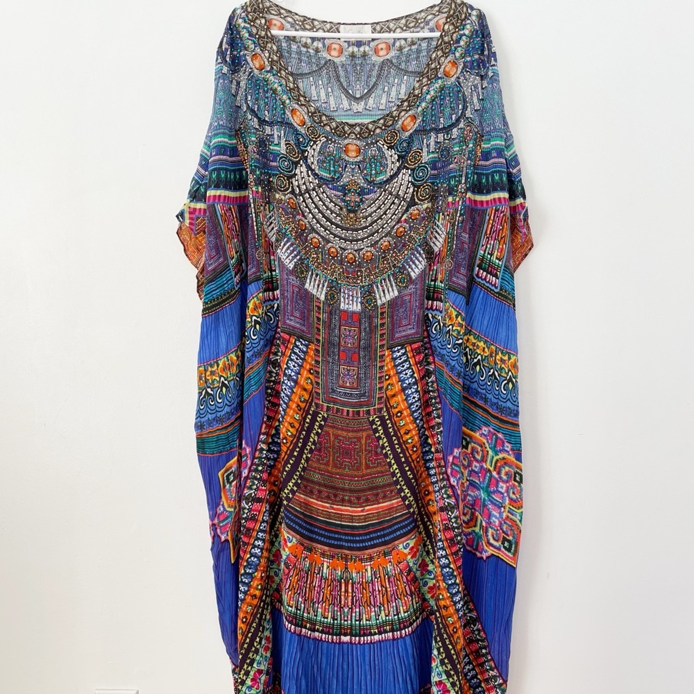 Camilla Crystal  Round Neck Kaftan Maxi Dress in Ancient Paj Ndau - Picture 7 of 16